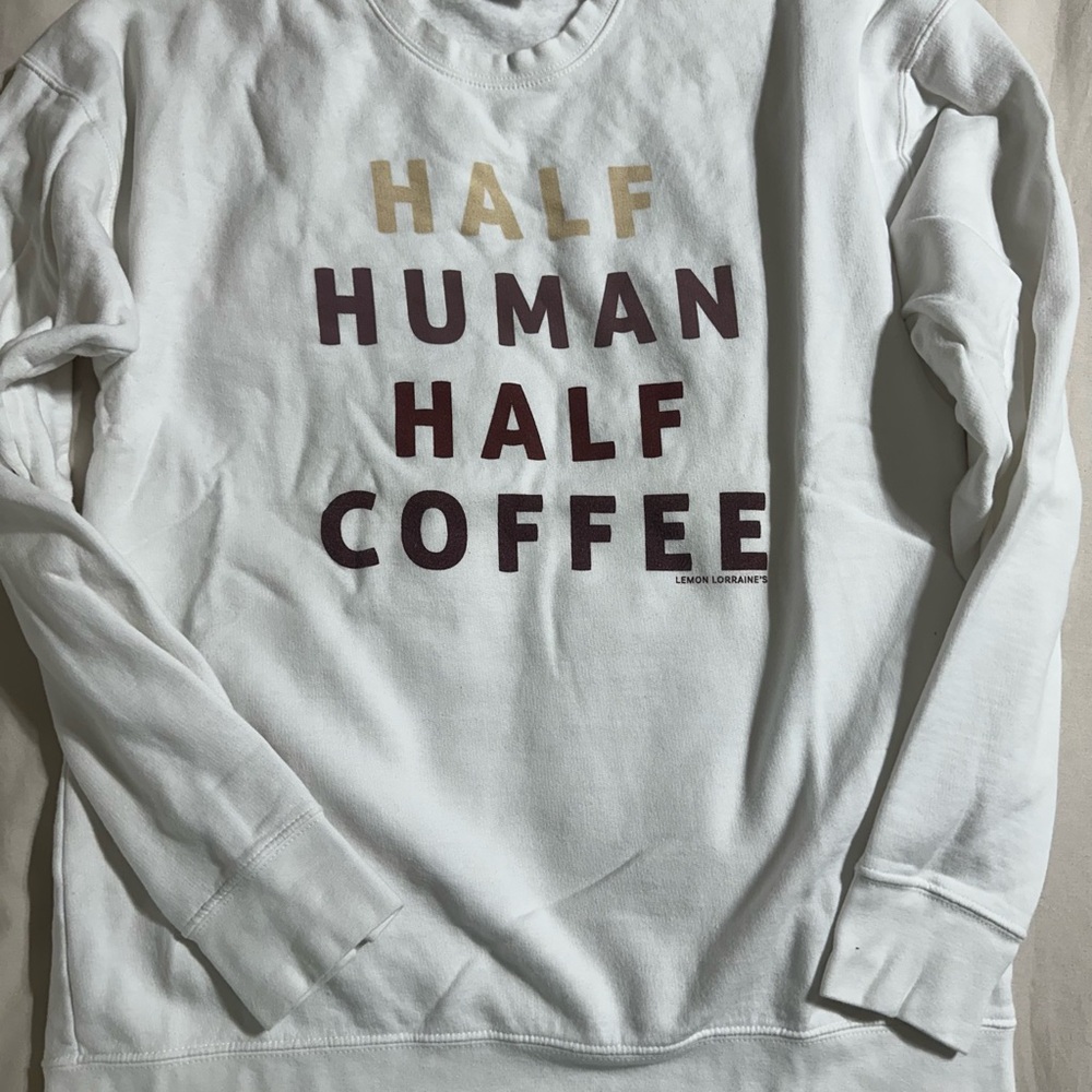 Tultex White Crewneck Sweater with Ribbed Collar